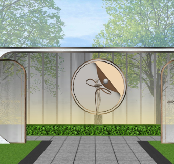 现代风格景墙SU模型下载